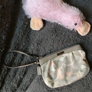 Grey, White, & Pink Small Coach Cs Clutch Purse